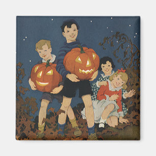 Vintage Halloween, barn som håller i påsar Magnet