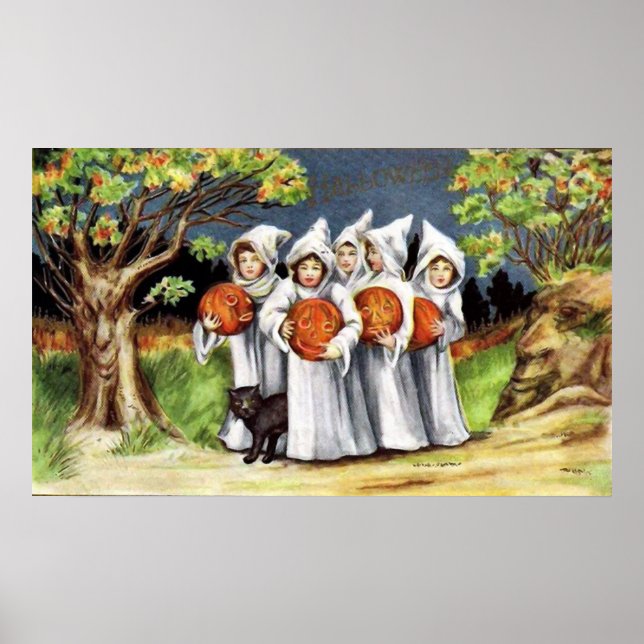 Vintage Halloween-barnens Julfest poster (Framsidan)