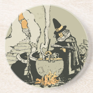 Vintage Halloween, beck med Cauldron och katter Underlägg