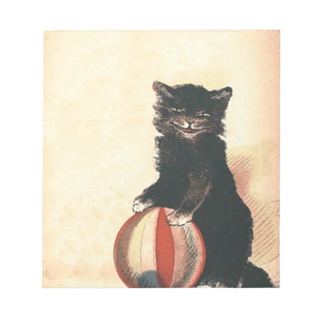 Vintage HALLOWEEN Black Cat Anteckningsblock (Framsida)