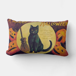 Vintage Halloween Black Cat Dekorativ kudde
