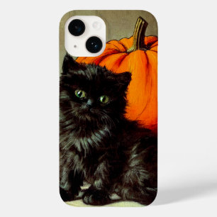Vintage Halloween Black Cat och Pumpkins