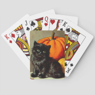Vintage Halloween Black Cat och Pumpkins Casinokort