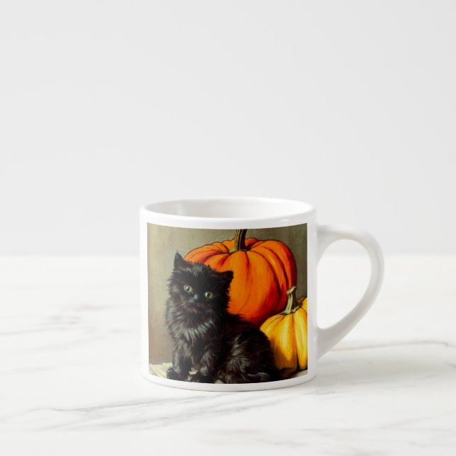 Vintage Halloween Black Cat och Pumpkins Espressomugg (Höger)