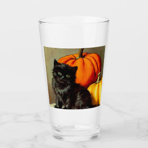 Vintage Halloween Black Cat och Pumpkins Glaskopp