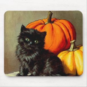Vintage Halloween Black Cat och Pumpkins Musmatta