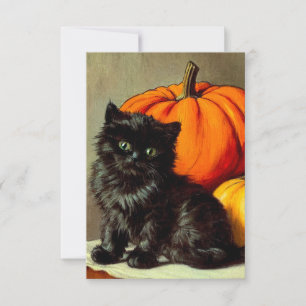 Vintage Halloween Black Cat och Pumpkins Spara Datumet