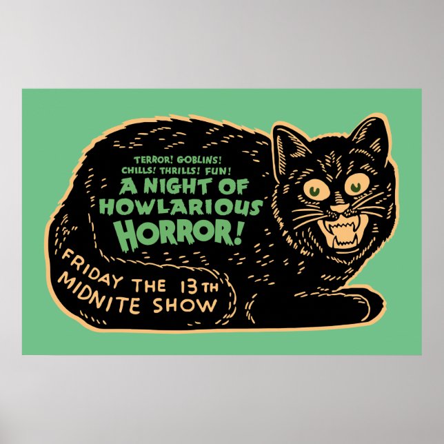 Vintage Halloween Black Cat Poster (Framsidan)