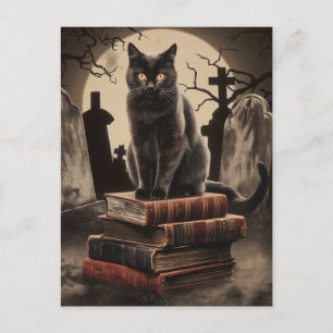 Vintage Halloween Black Cat Vykort