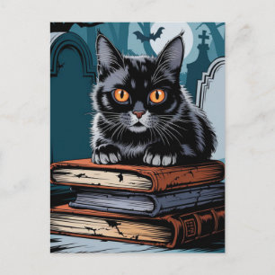 Vintage Halloween Black Cat Vykort