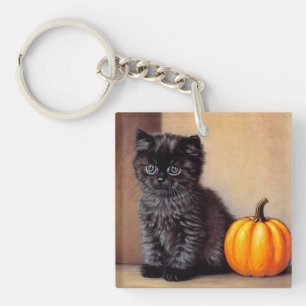 Vintage Halloween Black Kitten Illustration