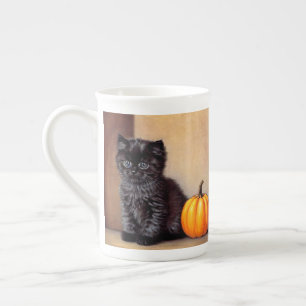 Vintage Halloween Black Kitten Illustration Benporslin Mugg