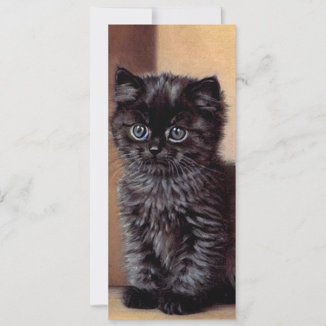 Vintage Halloween Black Kitten Illustration Inbjudningar (Framsida)