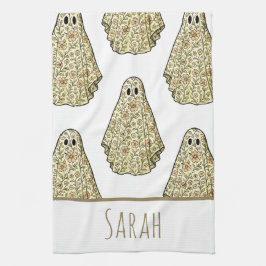 Vintage Halloween Blommig Spökhandduk Kökshandduk