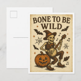 Vintage Halloween Bone to be Wild Vykort