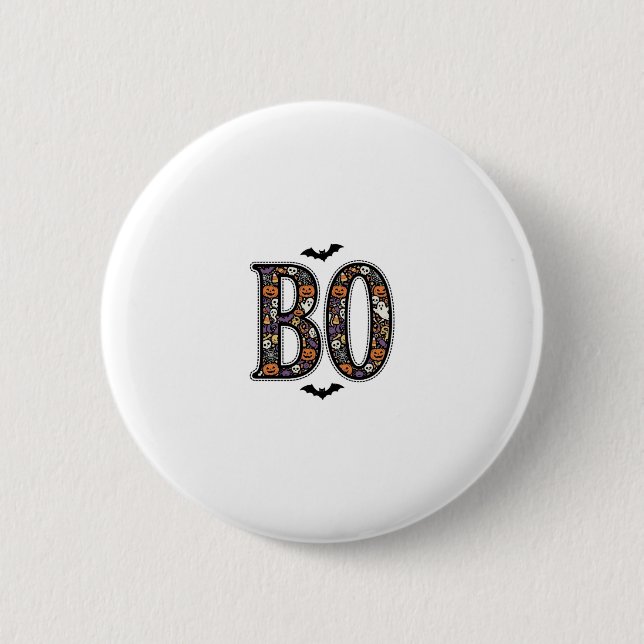 Vintage Halloween Boo Doodle Vektordesign_1 Knapp (Framsida)