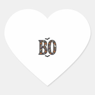 Vintage Halloween Boo-klotter Vektor Design_1 Hjärtformat Klistermärke