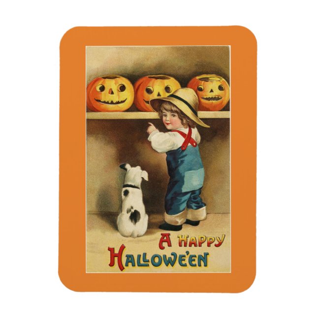 Vintage Halloween Boy Magnet (Vertikal)