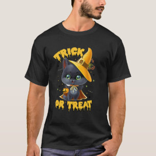 Vintage Halloween Bus eller Behandla Liten Katt Ka T Shirt