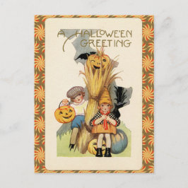 Vintage Halloween Bus eller Godis-aktiviteter Vykort