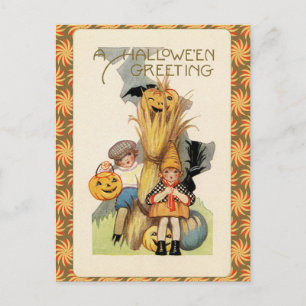 Vintage Halloween Bus eller Godis-aktiviteter Vykort