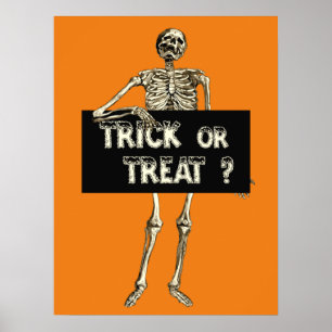 Vintage Halloween Bus eller Godsake Skelett Poster