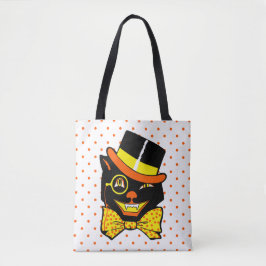 Vintage Halloween Cat i Top hat Tygkasse