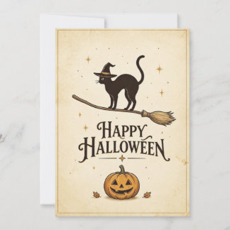 Vintage Halloween Cat Kort