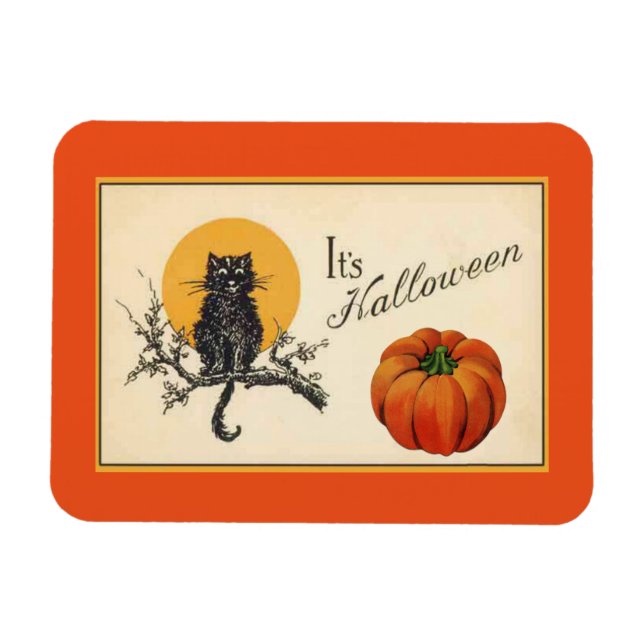 Vintage Halloween Cat Magnet (Horisontell)