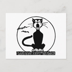 Vintage Halloween Cat Vykort