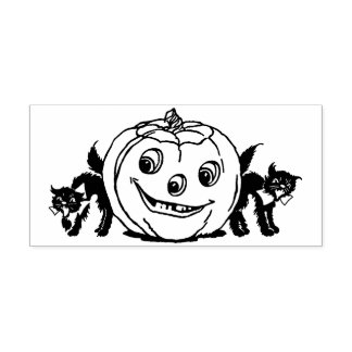 Vintage Halloween Cats och Jack O'Lantern Stämpel