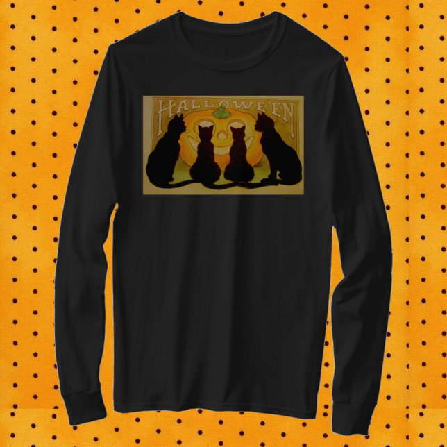 Vintage Halloween Cats och Jack O'Lantern Tee Shirt (Skapare uppladdad)