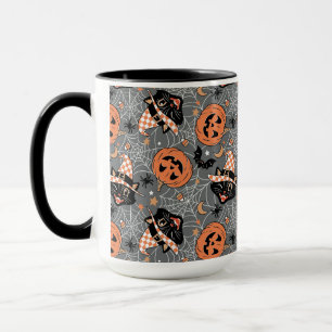 Vintage Halloween Cats och Pumpkins Mönster Mugg