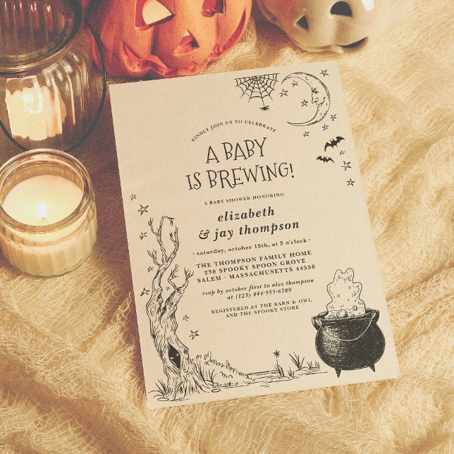Vintage Halloween Cauldron Baby är en blåsare Inbjudningar (Skapare uppladdad)