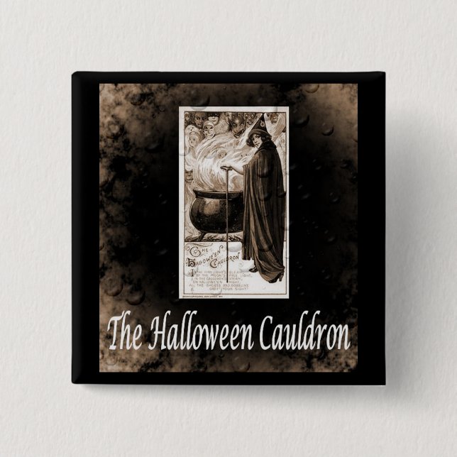 Vintage Halloween Cauldron Knapp (Framsida)