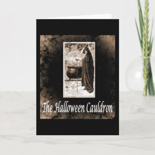 Vintage Halloween Cauldron Kort