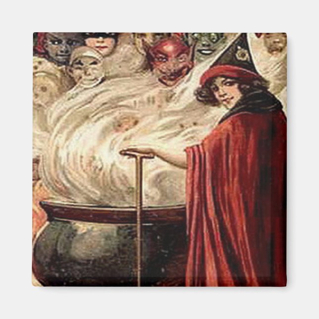 Vintage Halloween Cauldron Magic Magnet (Framsidan)