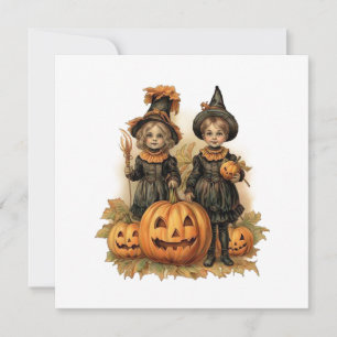 Vintage Halloween Children Julkort