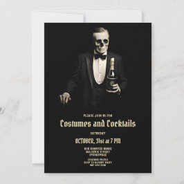 Vintage Halloween Cocktails och Costumes Inbjudan
