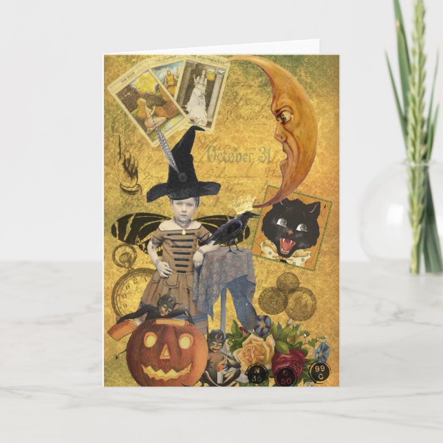 Vintage Halloween Collage Card Kort (Framsida)