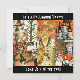 Vintage Halloween Collage Inbjudningar