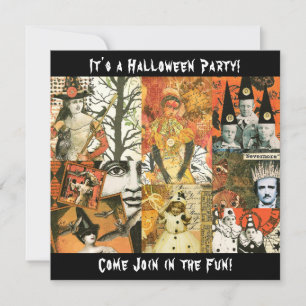 Vintage Halloween Collage Inbjudningar