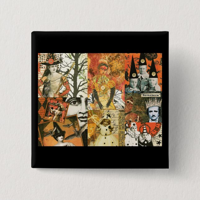 Vintage Halloween Collage Knapp (Framsida)