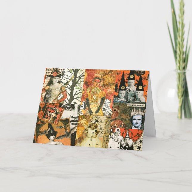 Vintage Halloween Collage Kort (Framsida)