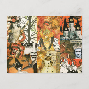 Vintage Halloween Collage Vykort