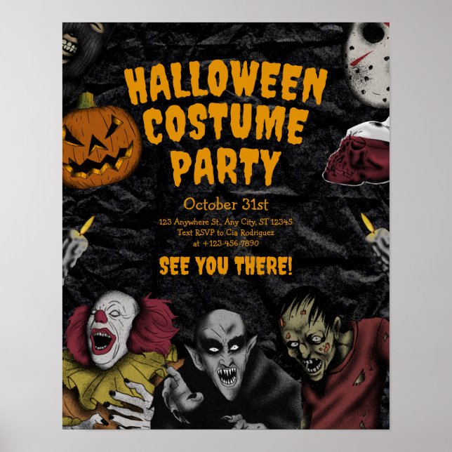 Vintage Halloween Costume Party,Editable Halloween Poster (Framsidan)