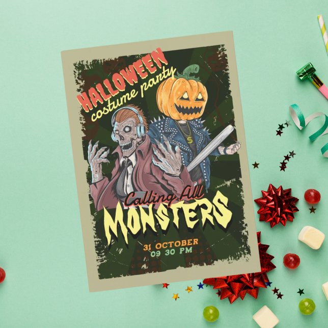 Vintage Halloween Costume Party Inbjudningar (Skapare uppladdad)