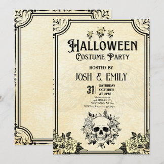 Vintage Halloween Costume Party Vuxen Pumpkin Inbjudningar