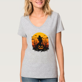 Vintage Halloween Cowgirl Häxa Pumpkin T-Shirt
