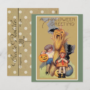 Vintage Halloween Creepy Helg Vykort